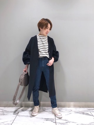 YANUK×金子綾 ハイライズスリム テーパード デニムパンツ BLUEを