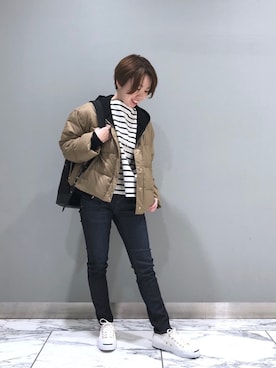 「RIVEDROITE」｜「アイテム（ダウンジャケット/コート）」を使った、☺︎いこまい☺︎さん（レディース・151cm）の秋コーディネート