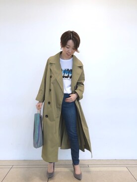 「RIVEDROITE」｜「アイテム（トレンチコート）」を使った、☺︎いこまい☺︎さん（レディース・151cm）の春コーディネート