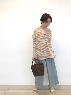 「RIVEDROITE」｜「アイテム（スラックス）」を使った、☺︎いこまい☺︎さん（レディース・151cm）の春コーディネート