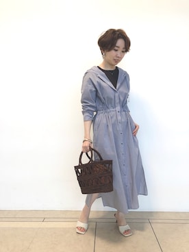「RIVEDROITE」｜「アイテム（シャツワンピース）」を使った、☺︎いこまい☺︎さん（レディース・151cm）の春コーディネート