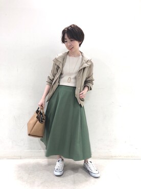 「RIVEDROITE」｜「アイテム（マウンテンパーカー）」を使った、☺︎いこまい☺︎さん（レディース・153cm）の春コーディネート
