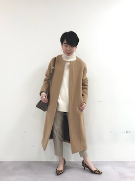 「RIVEDROITE」｜「アイテム（ノーカラーコート）」を使った、☺︎いこまい☺︎さん（レディース・153cm）の冬コーディネート