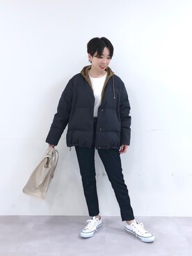 「RIVEDROITE」｜「アイテム（ダウンジャケット/コート）」を使った、☺︎いこまい☺︎さん（レディース・153cm）の冬コーディネート