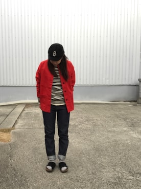 「アイテム（ニット/セーター、ブルー系）」を使った、ざきやんさん（レディース・165cm）の冬コーディネート
