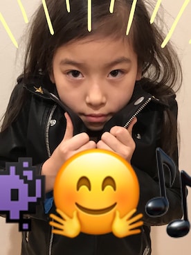「BLOC（ブロック）のアイテム（ライダースジャケット）」を使った、ミヤビさん（キッズ・134cm）の秋コーディネート
