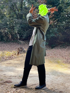 「Paraboot」｜「アイテム（ステンカラーコート）」を使った、アクオーブルさん（メンズ・174cm）の春コーディネート