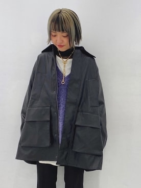 「ハンティングジャケット」｜「アイテム（その他アウター）」を使った、SHINさん（レディース・155cm）の冬コーディネート