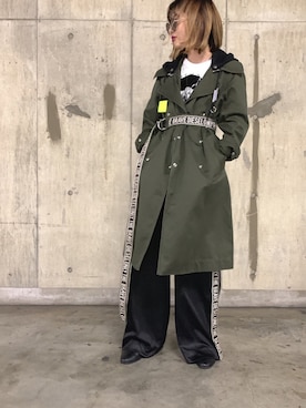 「ディーゼル」｜「アイテム（トレンチコート）」を使った、mariさん（レディース・161cm）の冬コーディネート