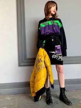 「DIESEL（ディーゼル）のアイテム（ブルゾン）」を使った、mariさん（レディース・161cm）の秋コーディネート