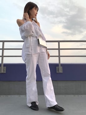 「オープンショルダー」｜「アイテム（財布/小物）」を使った、mariさん（レディース・161cm）の春コーディネート