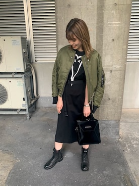 「ディーゼル」｜「アイテム（その他アウター）」を使った、mariさん（レディース・161cm）の秋コーディネート
