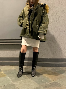 「ディーゼル」｜「アイテム（ナイロンジャケット）」を使った、mariさん（レディース・161cm）の秋コーディネート