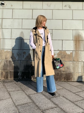 「ディーゼル」｜「アイテム（トレンチコート）」を使った、mariさん（レディース・161cm）の冬コーディネート