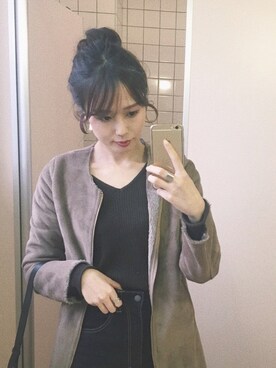 「URBAN RESEARCH（アーバンリサーチ）のアイテム（ムートンコート）」を使った、meiさん（レディース・162cm）の冬コーディネート