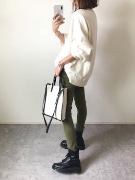 「ALLUMER（アリュメール）のアイテム（スウェット）」を使った、mayumiさん（レディース・156cm）の秋コーディネート