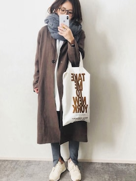 「ALLUMER（アリュメール）のアイテム（ジャケット/アウター）」を使った、mayumiさん（レディース・156cm）の冬コーディネート