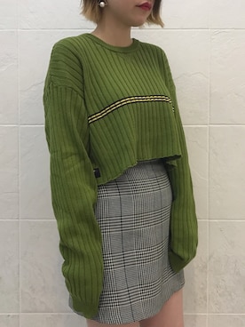 「UNIF」｜「アイテム（ニット/セーター）」を使った、Nozomiさん（レディース・160cm）の夏コーディネート