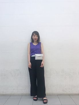 「アイテム（ボディバッグ/ウエストポーチ、シルバー系）」を使った、Nozomiさん（レディース・160cm）の夏コーディネート