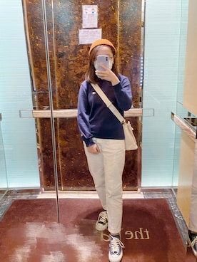 「日常」｜「アイテム（スウェット）」を使った、ymmdsxさん（レディース・155cm）の秋コーディネート