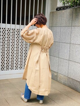 「GeeRA（ジーラ）のアイテム（シャツワンピース）」を使った、RyuRyu さん（レディース・154cm）の春コーディネート