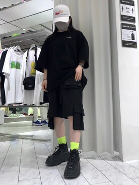 「KaneZ（ケインズ）のアイテム（キャップ）」を使った、YU-KA OZAWAさん（レディース・153cm）の夏コーディネート