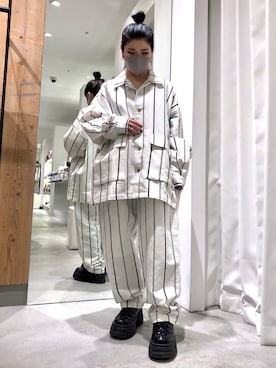 「WHITELAND（ホワイトランド）のWHITELAND/ホワイトランド/リネンシャツ（シャツ/ブラウス）」を使った、YU-KA OZAWAさん（レディース・153cm）の夏コーディネート