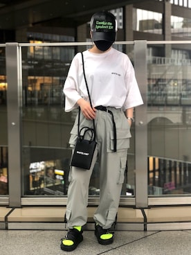 「KaneZ（ケインズ）のアイテム（キャップ）」を使った、YU-KA OZAWAさん（レディース・153cm）の夏コーディネート