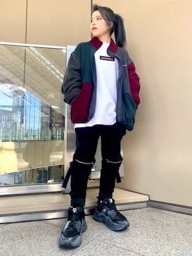 「thisisneverthat（ディスイズネバーザット）のアイテム（ジャケット/アウター）」を使った、YU-KA OZAWAさん（レディース・153cm）の秋コーディネート