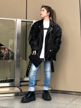 「L.H.P（エルエイチピー）のアイテム（スウェット）」を使った、YU-KA OZAWAさん（レディース・153cm）の秋コーディネート