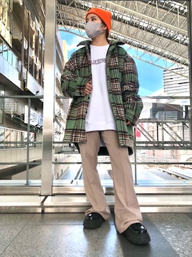 「thisisneverthat（ディスイズネバーザット）のアイテム（帽子）」を使った、YU-KA OZAWAさん（レディース・153cm）の秋コーディネート