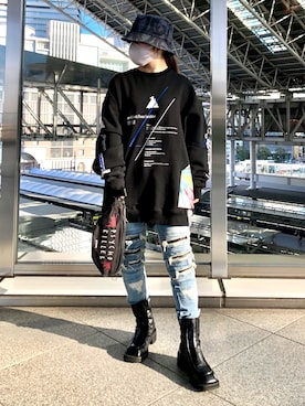 「DANKE SCHON（ダンケシェーン）のアイテム（帽子）」を使った、YU-KA OZAWAさん（レディース・153cm）の冬コーディネート