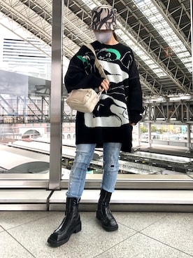 「DANKE SCHON（ダンケシェーン）のアイテム（帽子）」を使った、YU-KA OZAWAさん（レディース・153cm）の冬コーディネート