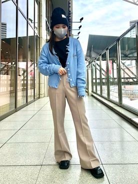 「Ctr1（コントロール）のCtr1/コントロール/ショートカーディガン（ニット/セーター）」を使った、YU-KA OZAWAさん（レディース・153cm）の冬コーディネート