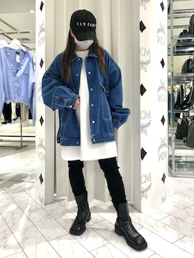 「DANKE SCHON（ダンケシェーン）のアイテム（ジャケット/アウター）」を使った、YU-KA OZAWAさん（レディース・153cm）の冬コーディネート