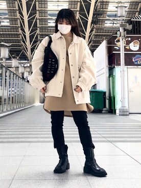 「DANKE SCHON（ダンケシェーン）のアイテム（ジャケット/アウター）」を使った、YU-KA OZAWAさん（レディース・153cm）の春コーディネート