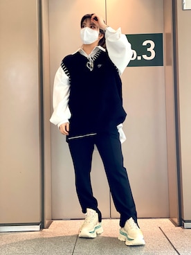 「WHITELAND（ホワイトランド）のWHITELAND/ホワイトランド/クリア伊達メガネ（サングラス）」を使った、YU-KA OZAWAさん（レディース・153cm）の春コーディネート