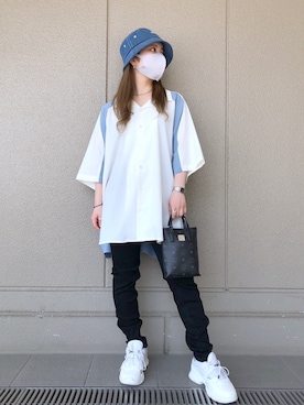 「KaneZ（ケインズ）のアイテム（帽子）」を使った、YU-KA OZAWAさん（レディース・153cm）の夏コーディネート