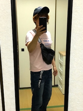 「ANDGEEBEE（アンジービー）のアイテム（キャップ）」を使った、nyam7さん（レディース・155cm）の夏コーディネート