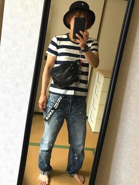 「ANDGEEBEE（アンジービー）のアイテム（帽子）」を使った、nyam7さん（レディース・155cm）の夏コーディネート