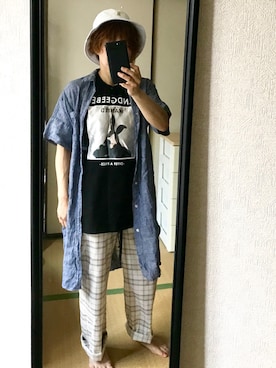 「ANDGEEBEE（アンジービー）のアイテム（帽子）」を使った、nyam7さん（レディース・155cm）の夏コーディネート