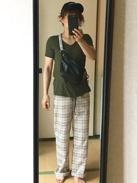 「ANDGEEBEE（アンジービー）のアイテム（キャップ）」を使った、nyam7さん（レディース・155cm）の夏コーディネート