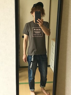 「ANDGEEBEE（アンジービー）のアイテム（キャップ）」を使った、nyam7さん（レディース・155cm）の夏コーディネート