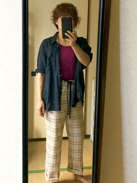 「ANDGEEBEE（アンジービー）のアイテム（パンツ）」を使った、nyam7さん（レディース・155cm）の夏コーディネート