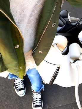 「Ungrid（アングリッド）のフレイドヘムストスリ（デニムパンツ）」を使った、はるさん（レディース・155cm）の春コーディネート