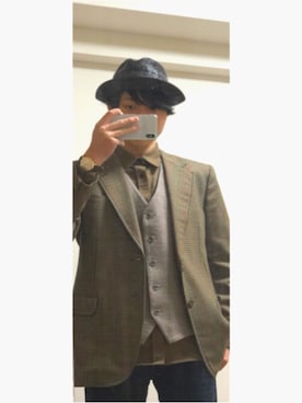 「柄×柄」｜「アイテム（腕時計）」を使った、まさん（メンズ・177cm）の冬コーディネート