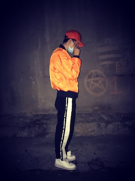 「Alpha Industries（アルファインダストリーズ）のアイテム（ブルゾン）」を使った、Owen Wu さん（メンズ・174cm）の冬コーディネート