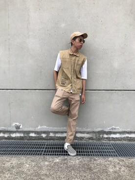 「LESS（レス）のアイテム（キャップ）」を使った、Owen Wu さん（メンズ・174cm）の夏コーディネート
