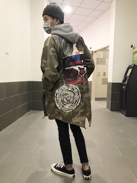 「OVERKILL inc.（オーバーキル）のアイテム」を使った、Owen Wu さん（メンズ・174cm）の秋コーディネート