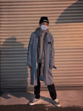 「OVERKILL inc.（オーバーキル）のアイテム」を使った、Owen Wu さん（メンズ・174cm）の冬コーディネート